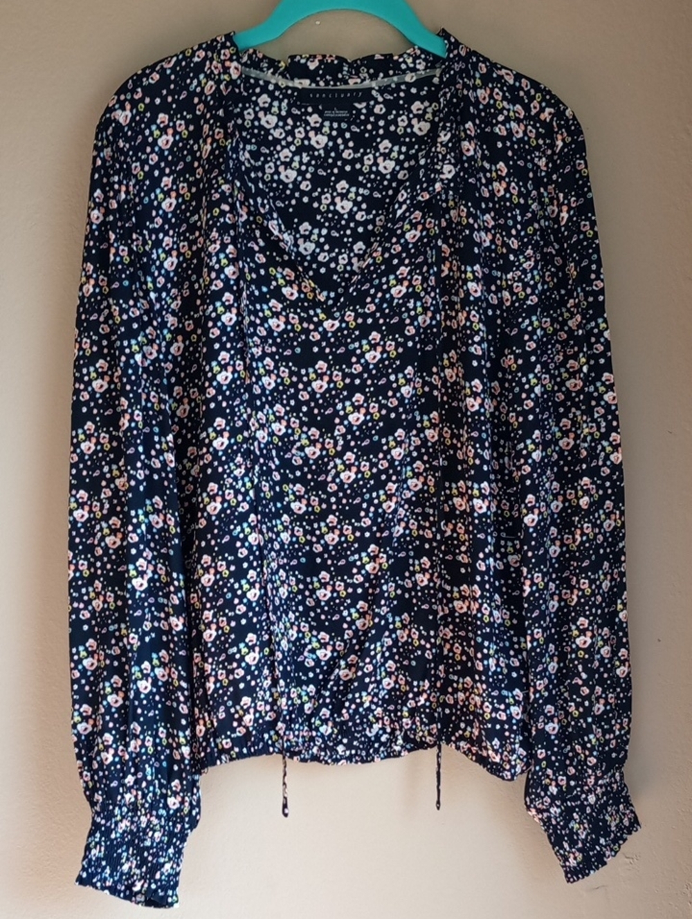 Sanctuary Floral Peasant Style Pixie Floral Long Sleeve Blouse Size L